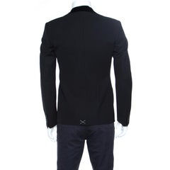 Dolce and Gabbana Black Wool Blend Velvet Trim Blazer M