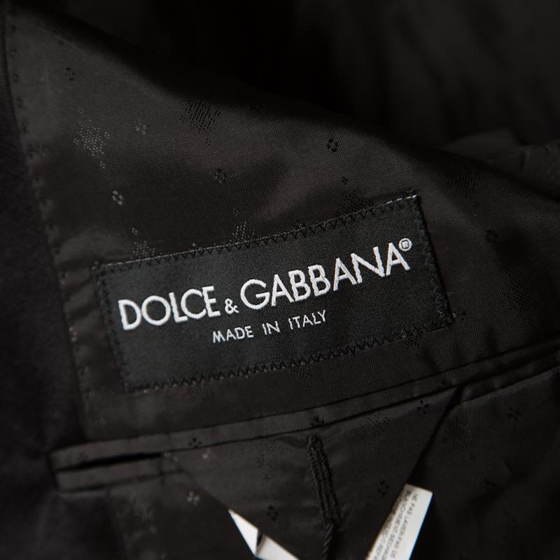 Men's Dolce and Gabbana Black Wool Blend Velvet Trim Blazer M