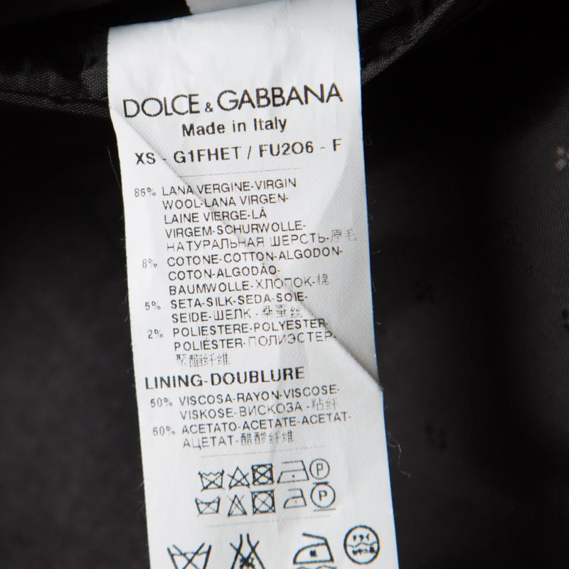 Dolce and Gabbana Black Wool Blend Velvet Trim Blazer M 2