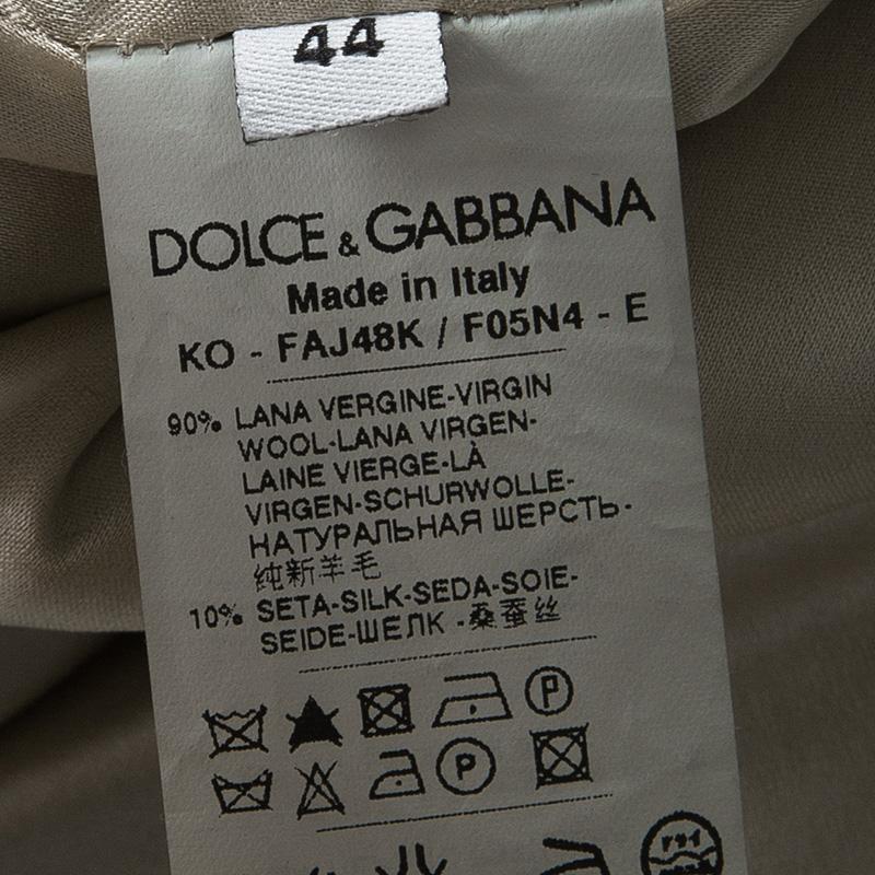 Dolce and Gabbana Black Wool Contrast Silk Trim Detail Long Coat M 3