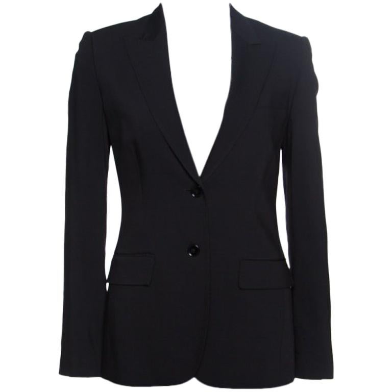 Dolce and Gabbana Black Wool Leopard Print Lined Tailored Blazer S For ...
