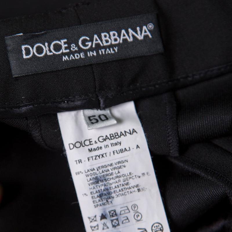 Dolce and Gabbana Black Wool Tailored Trousers XL In Good Condition In Dubai, Al Qouz 2