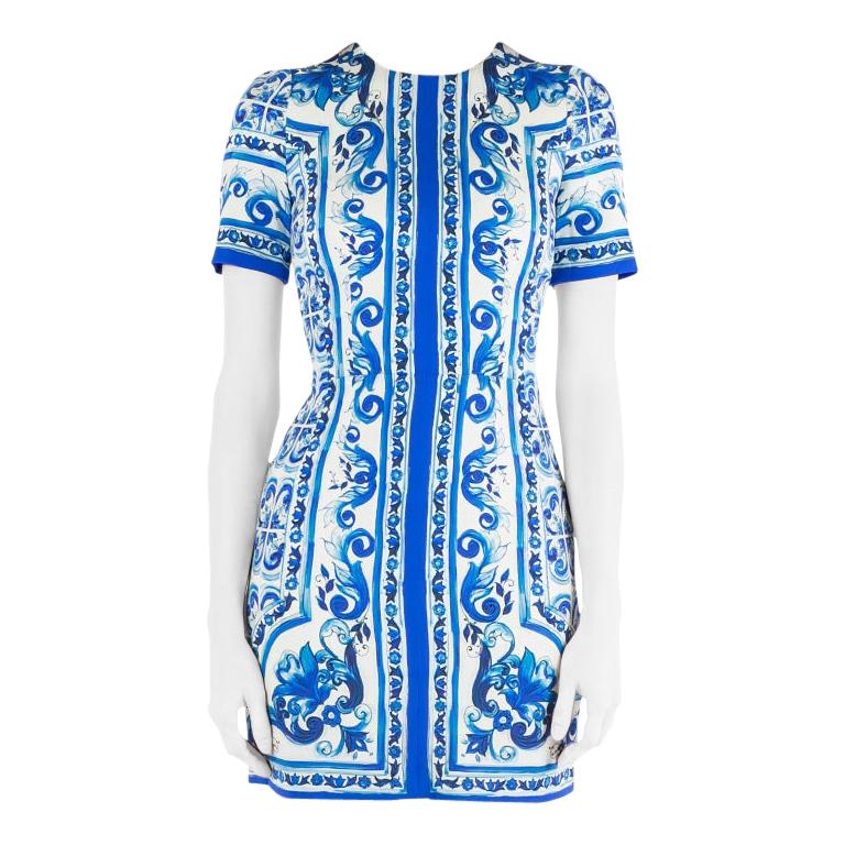 blue dress for baby girl Dolce & Gabbana Kids Blue Majolica-Print Dress main image 1