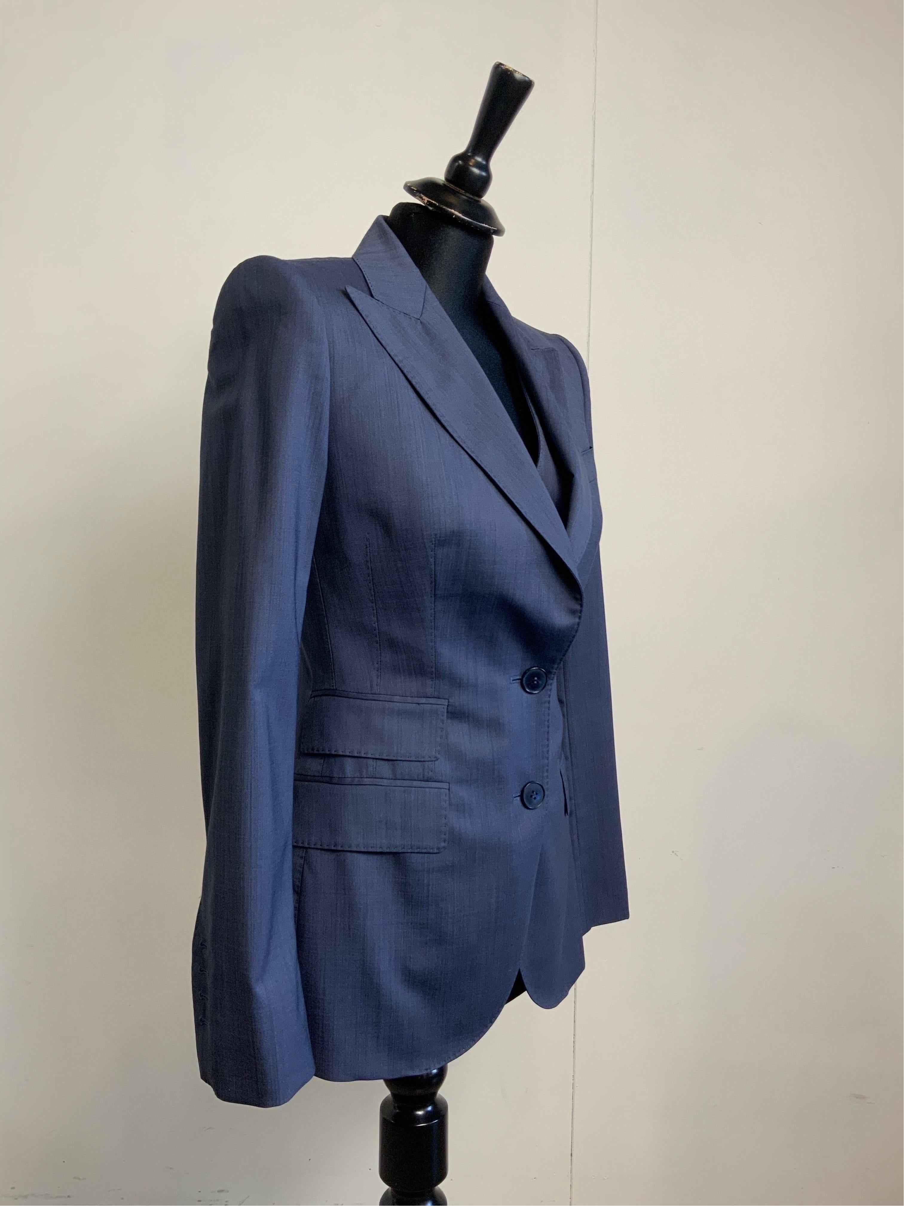 Blue Dolce and Gabbana blue jacket + vest set. For Sale