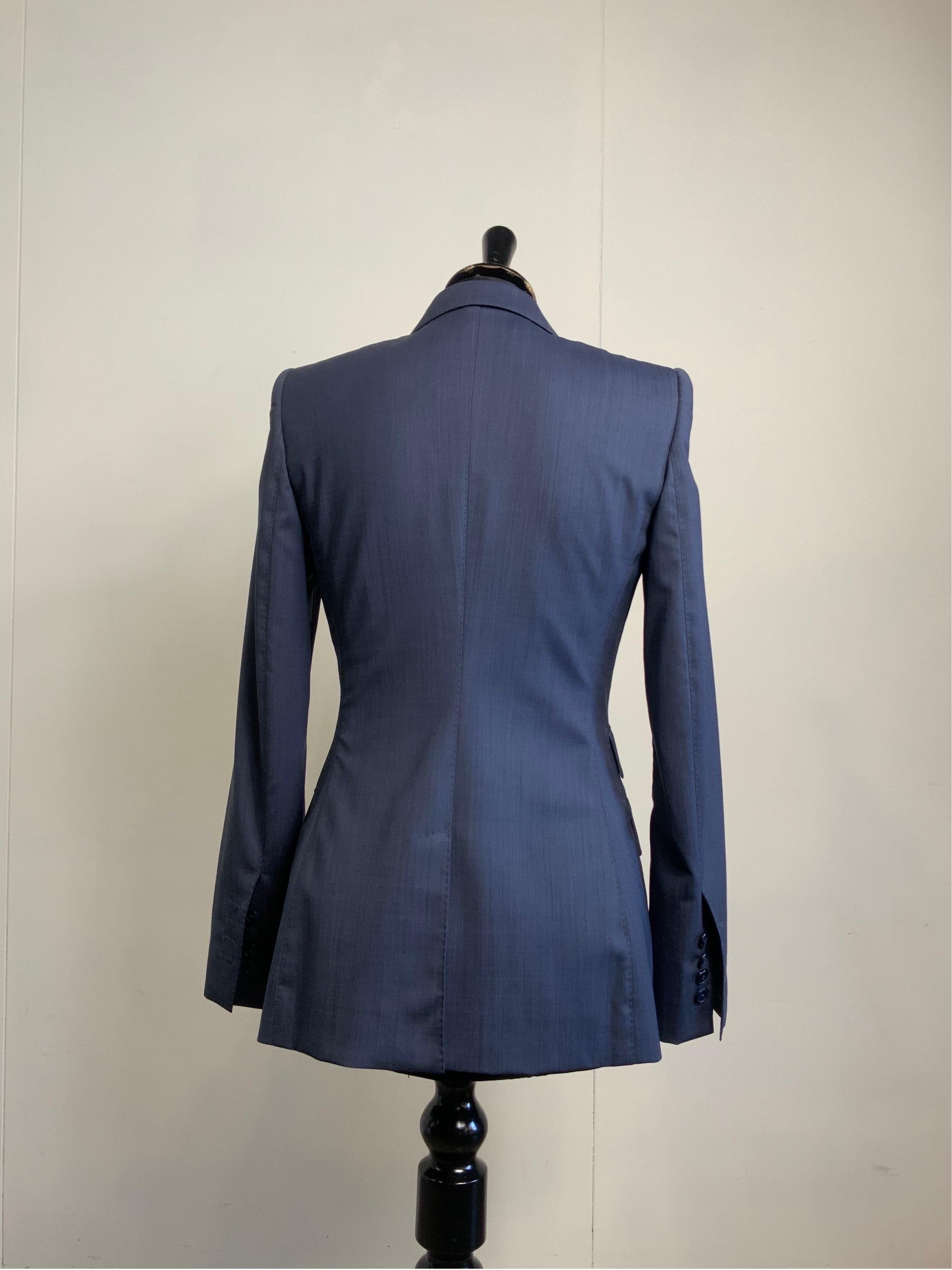 Dolce and Gabbana blue jacket + vest set. In Excellent Condition For Sale In Carnate, IT