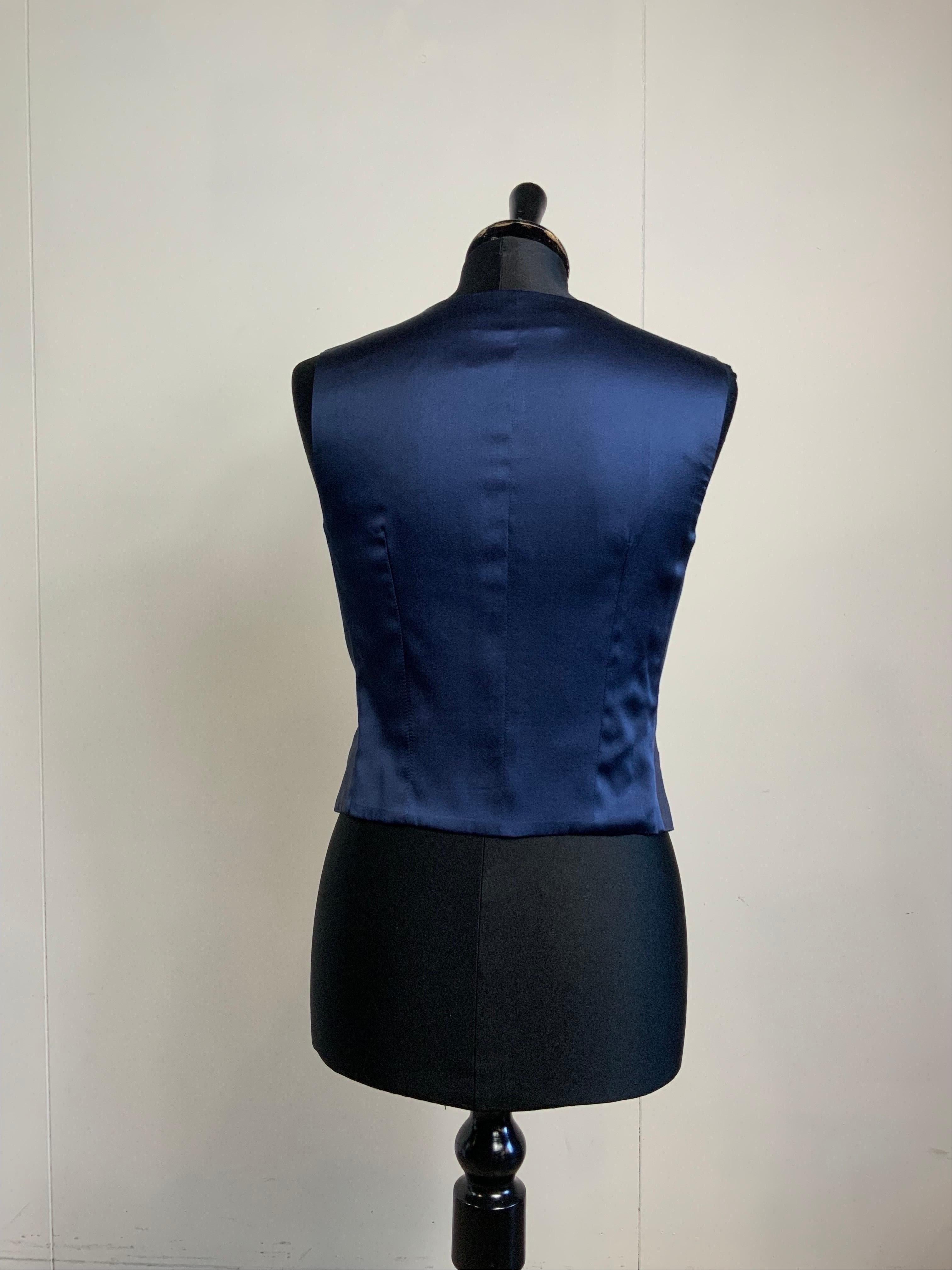 Dolce and Gabbana blue jacket + vest set. For Sale 1