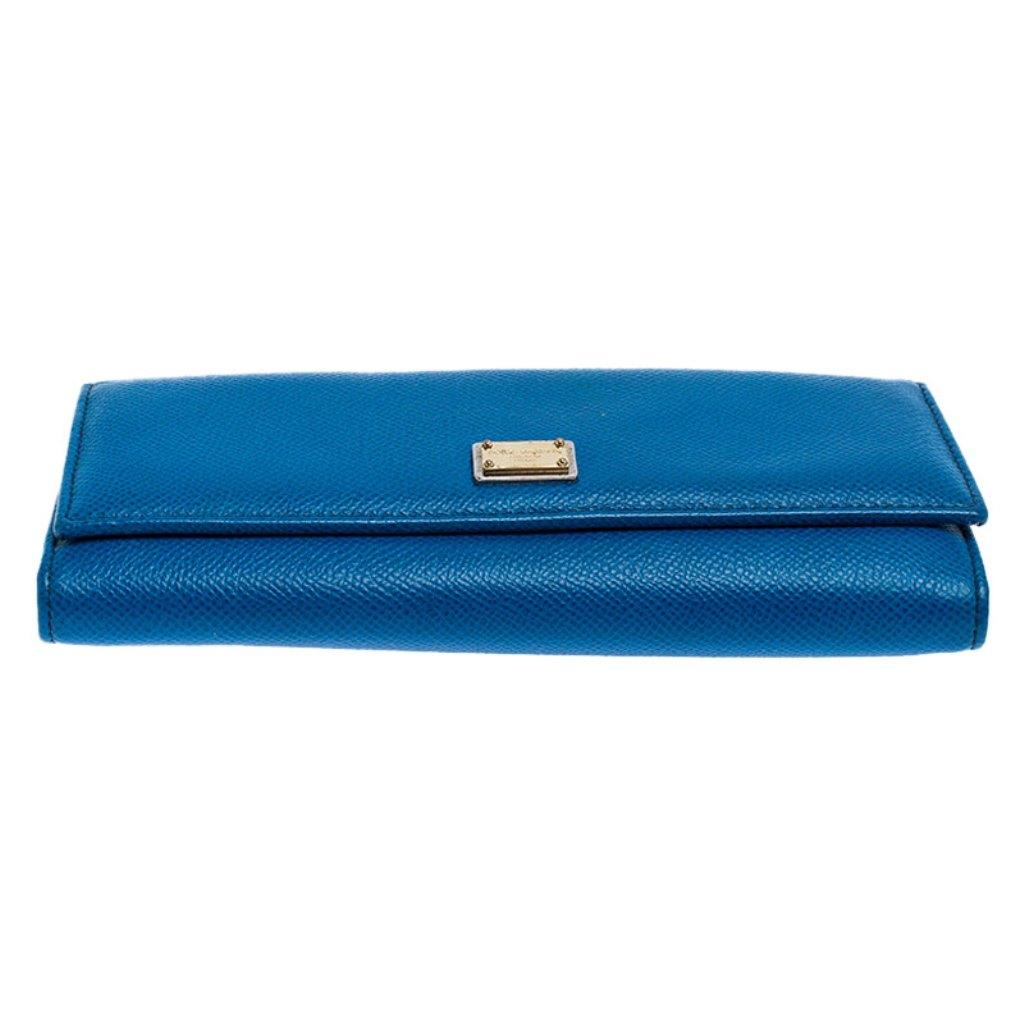 Women's Dolce and Gabbana Blue Leather Dauphine Continental Wallet