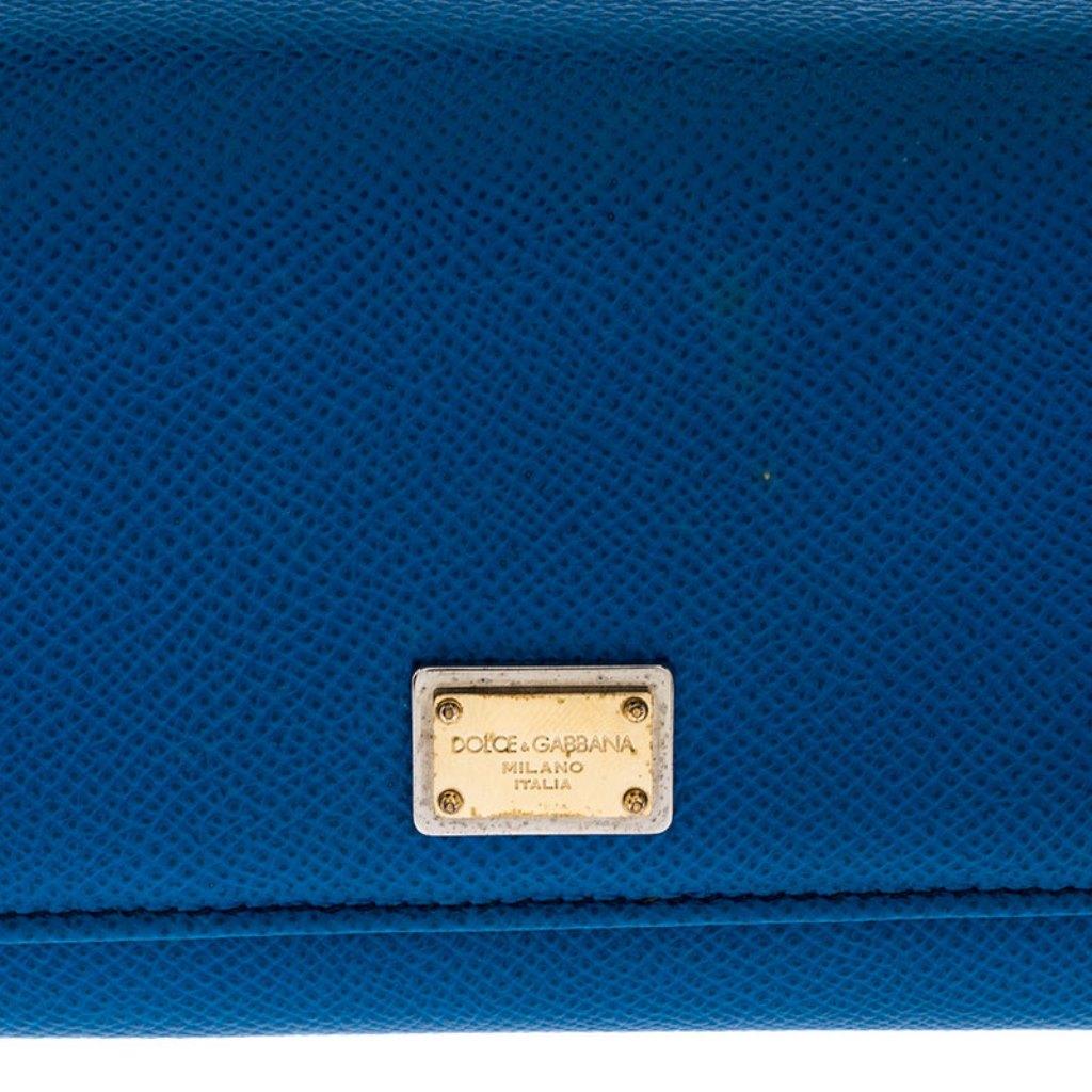 Dolce and Gabbana Blue Leather Dauphine Continental Wallet 1