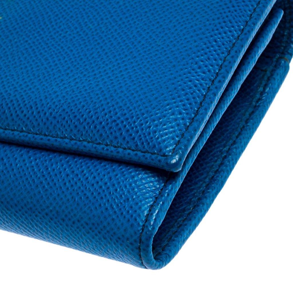 Dolce and Gabbana Blue Leather Dauphine Continental Wallet 2
