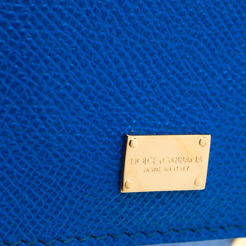 Dolce and Gabbana Blue Leather Medium Miss Sicily Tote 2