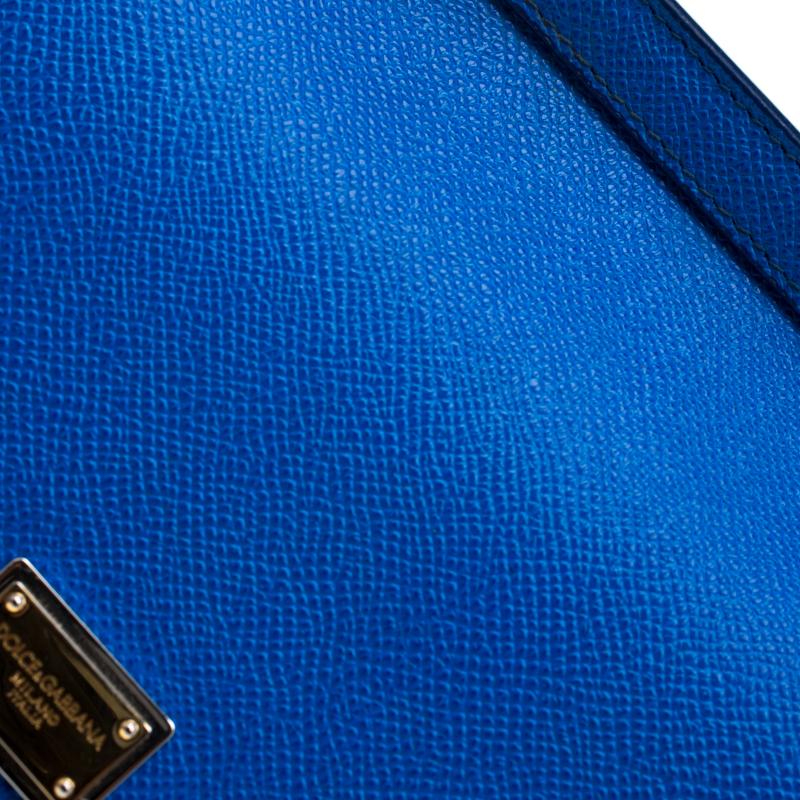 Dolce and Gabbana Blue Leather Medium Miss Sicily Tote 4