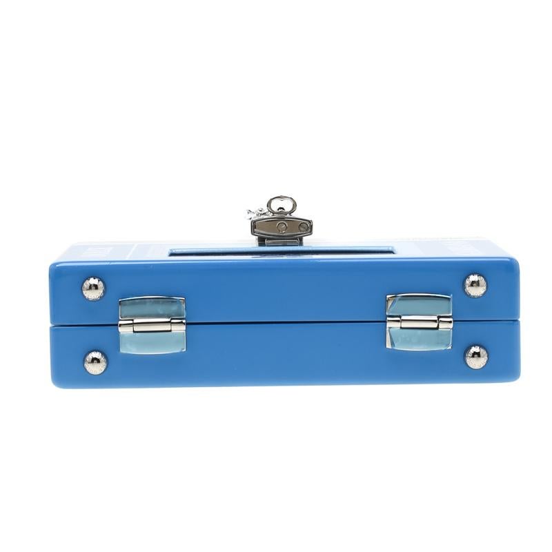 Dolce and Gabbana Blue/Silver Wood Walkman Box Clutch 1