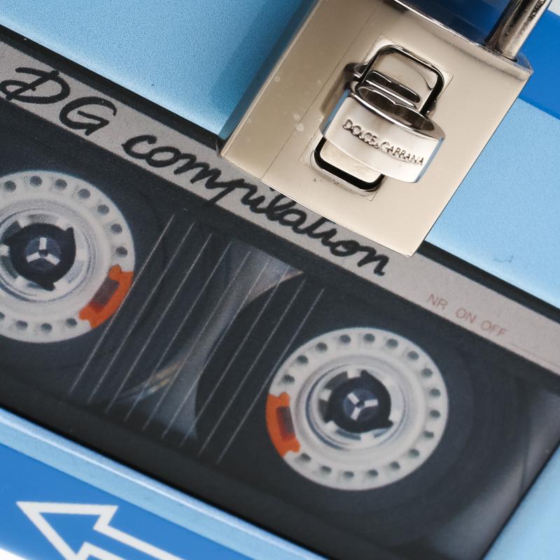 Dolce and Gabbana Blue/Silver Wood Walkman Box Clutch 5