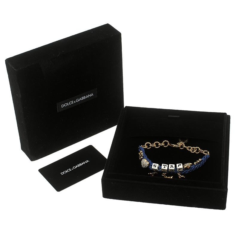 Dolce and Gabbana Blue Star Dice Charm Gold Tone Bracelet 2