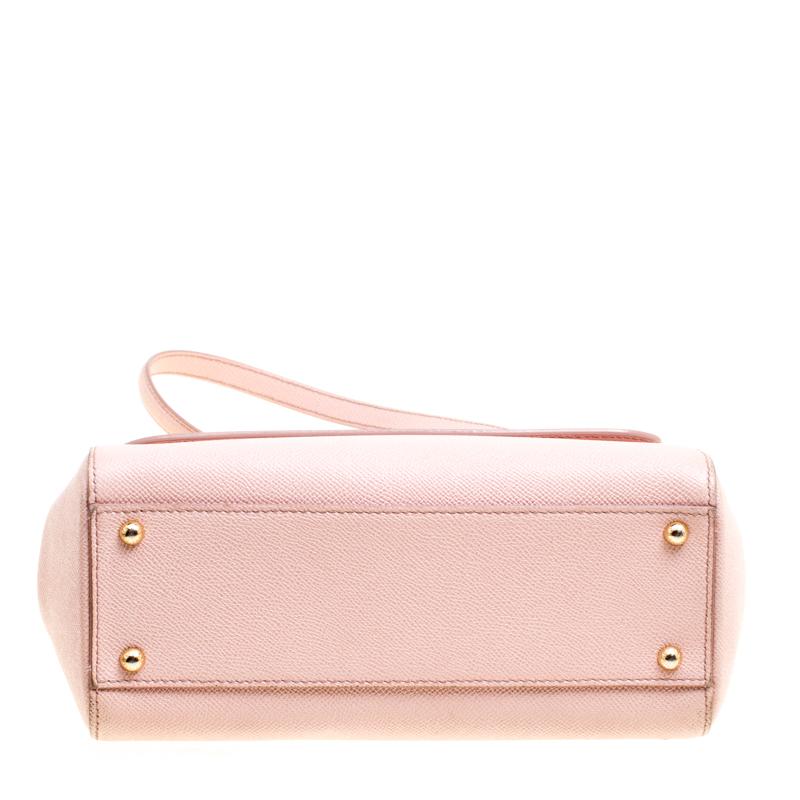 Dolce and Gabbana Blush Pink Leather Medium Miss Sicily Top Handle Bag 3
