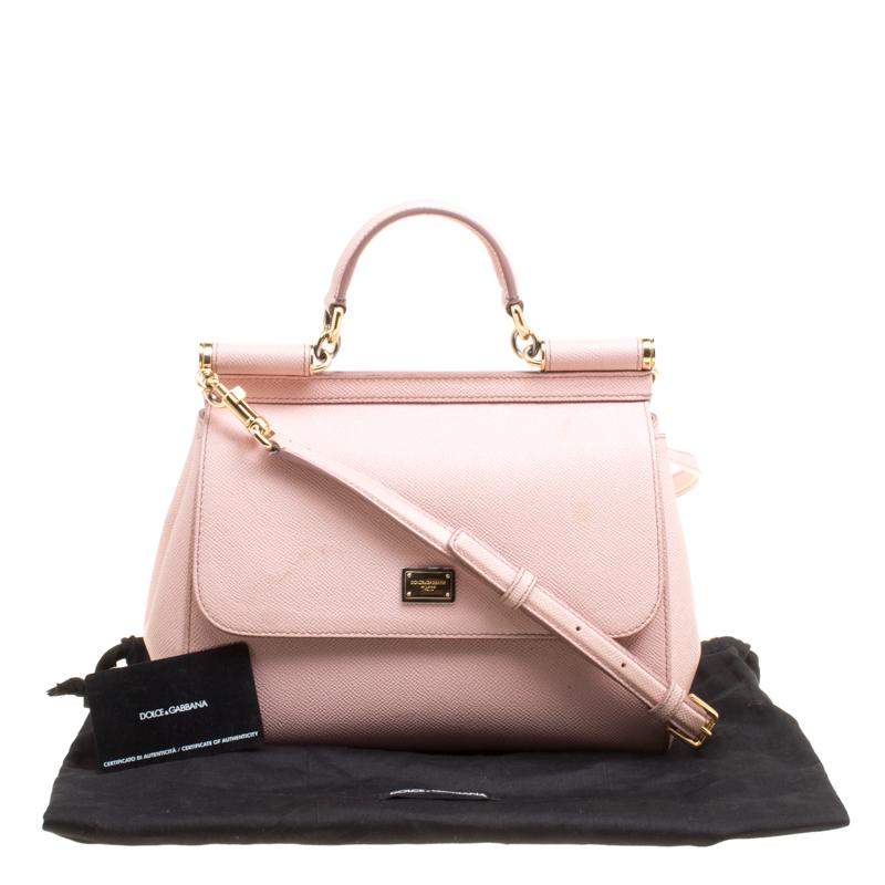 Dolce and Gabbana Blush Pink Leather Medium Miss Sicily Top Handle Bag 1