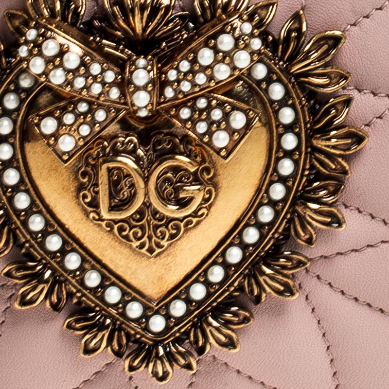 Dolce and Gabbana Blush Pink Matelasse Leather Devotion Camera Crossbody Bag 5