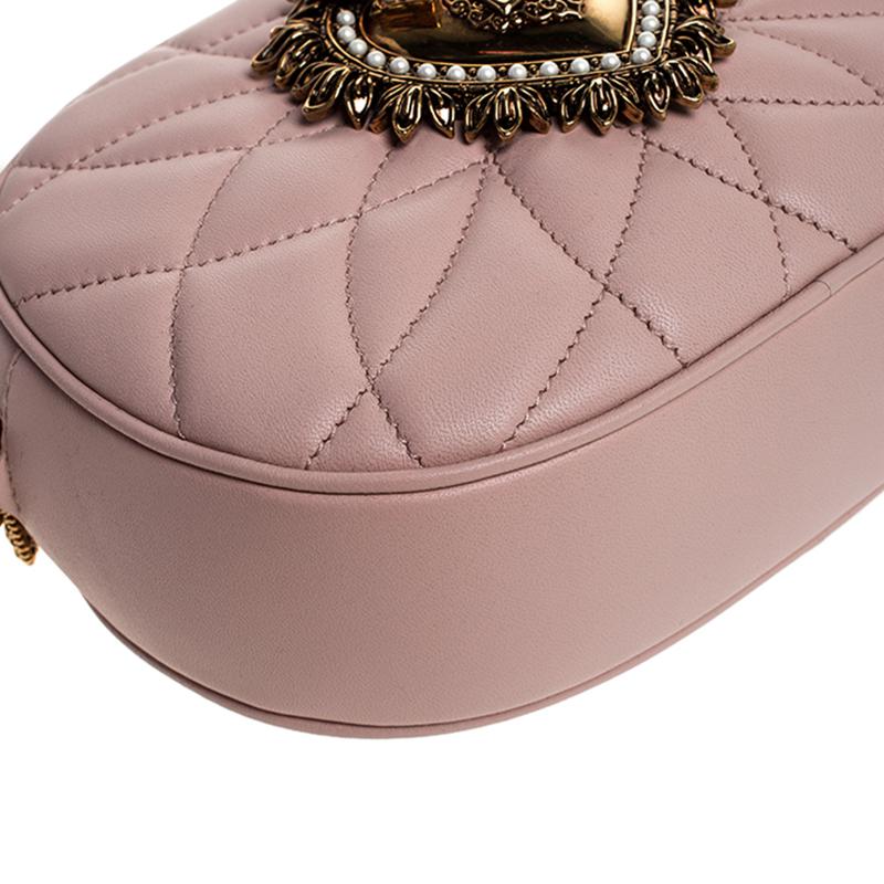 Dolce and Gabbana Blush Pink Matelasse Leather Devotion Camera Crossbody Bag 1