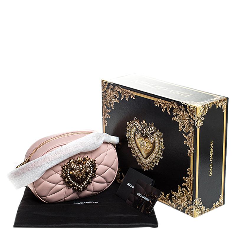 Dolce and Gabbana Blush Pink Matelasse Leather Devotion Camera Crossbody Bag 2