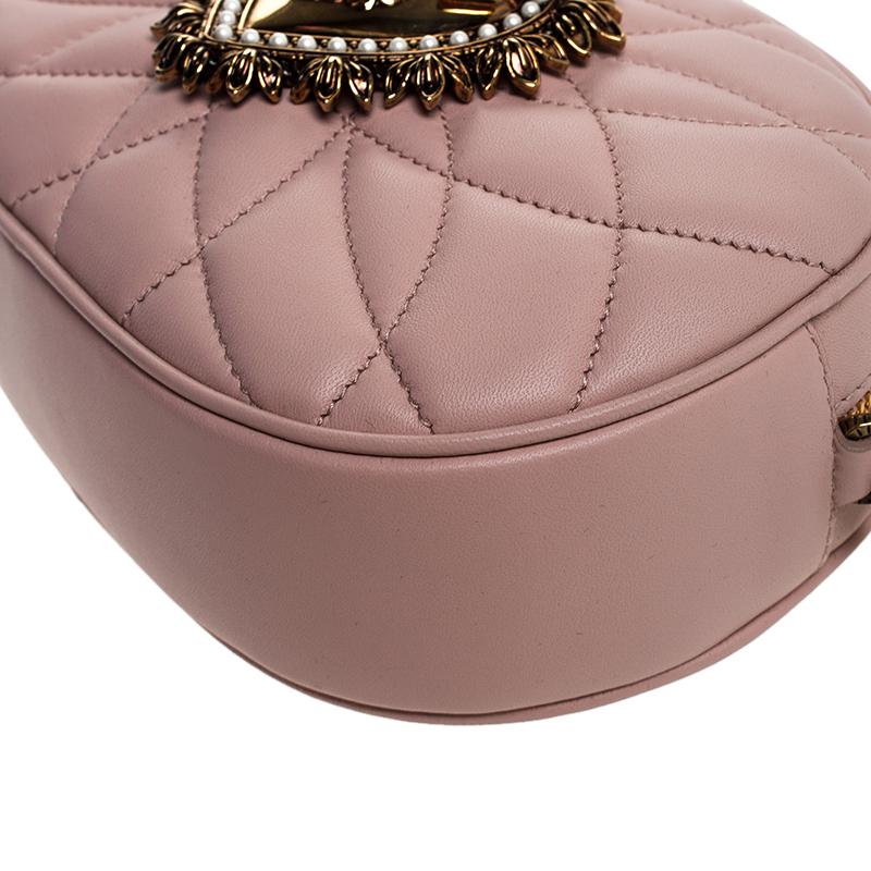 Dolce and Gabbana Blush Pink Matelasse Leather Devotion Camera Crossbody Bag 3