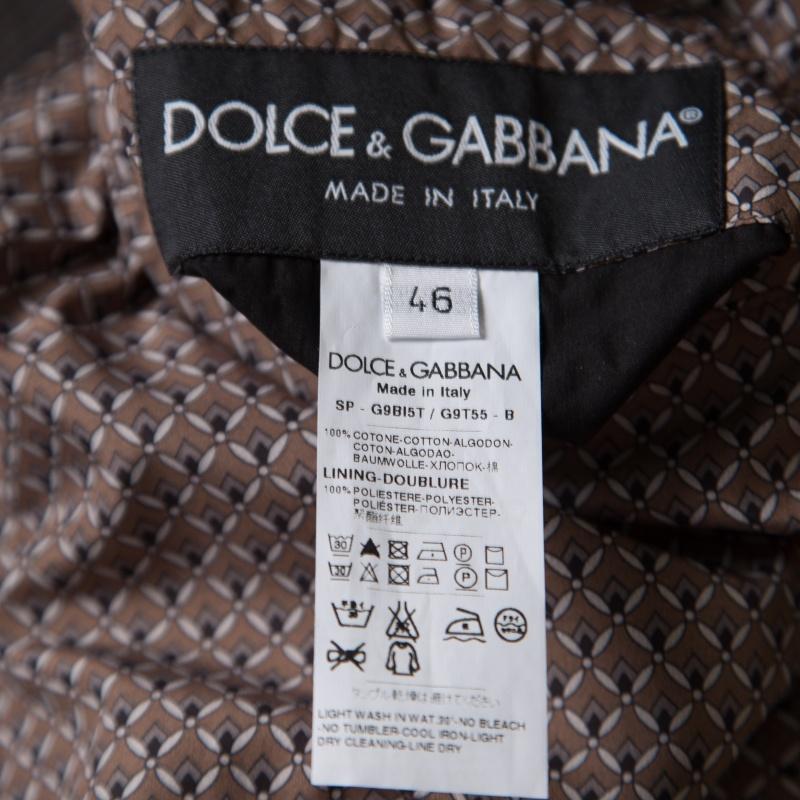 Dolce and Gabbana Brown and Grey Reversible Zip Front Bomber Jacket S 1