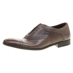 Dolce and Gabbana Brown Antique Finish Brogue Leather Oxfords Size 39.5