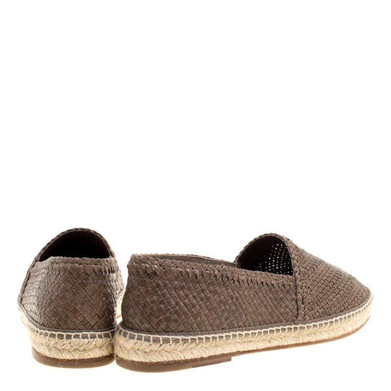 Dolce and Gabbana Brown Braided Leather Espadrilles Size 42 In New Condition In Dubai, Al Qouz 2