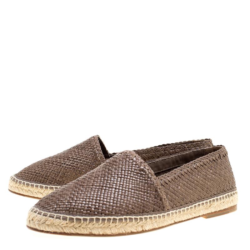 Men's Dolce and Gabbana Brown Braided Leather Espadrilles Size 42