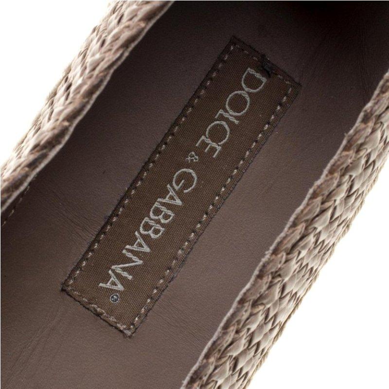 Dolce and Gabbana Brown Braided Leather Espadrilles Size 42 1