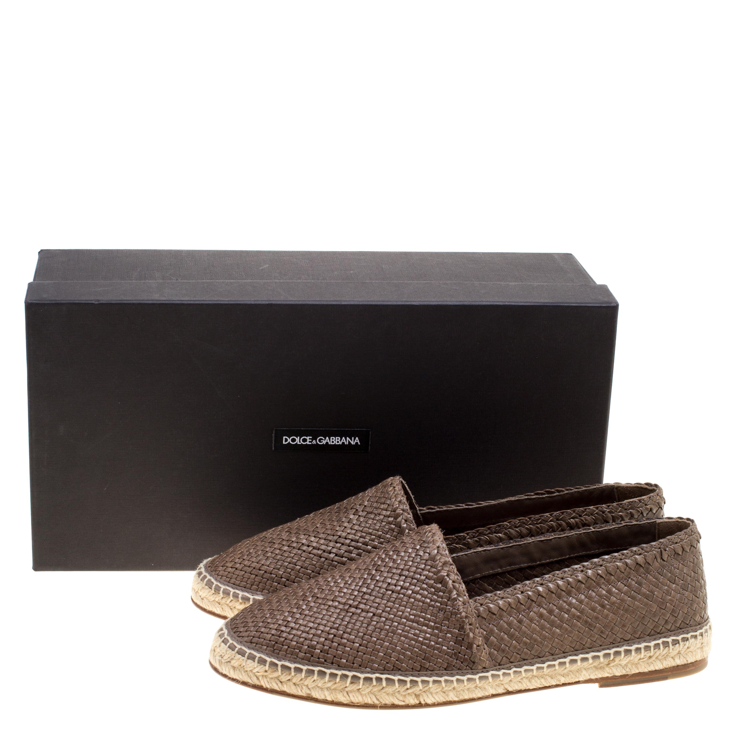 Dolce and Gabbana Brown Braided Leather Espadrilles Size 42 4