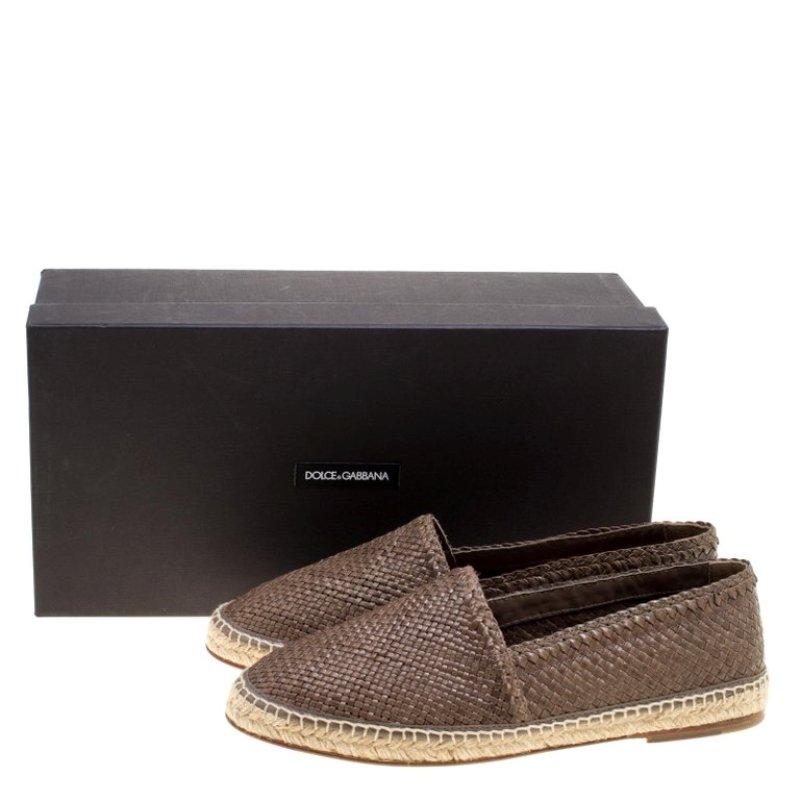 Dolce and Gabbana Brown Braided Leather Espadrilles Size 42 4