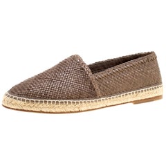 Dolce and Gabbana Brown Braided Leather Espadrilles Size 42