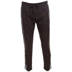 Dolce and Gabbana Brown Cotton Side Stripe Detail Elastcized Waist Pants S
