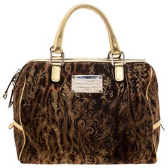 Dolce and Gabbana Brown/Gold Velvet Satchel