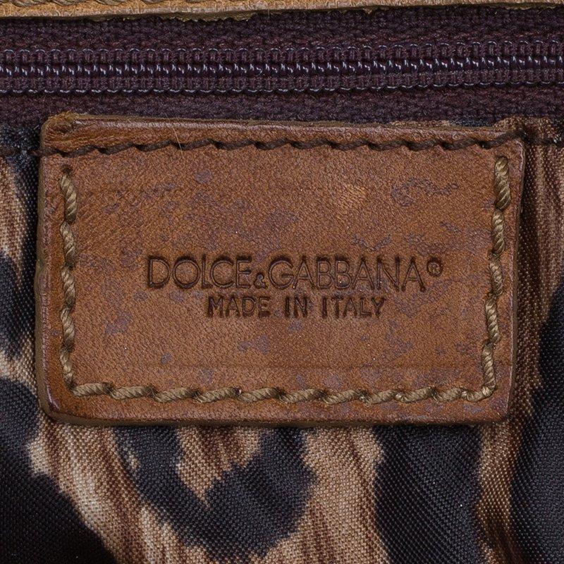 Dolce and Gabbana Brown Leather Fringe Charm Bucket Hobo 4