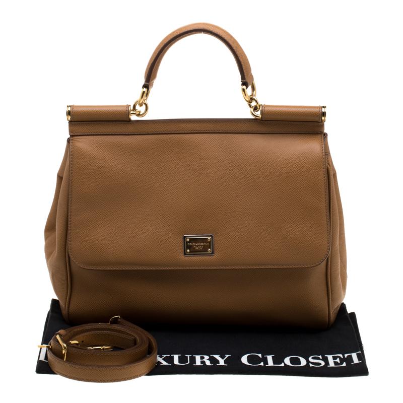 Dolce and Gabbana Brown Leather Large Miss Sicily Tote 7