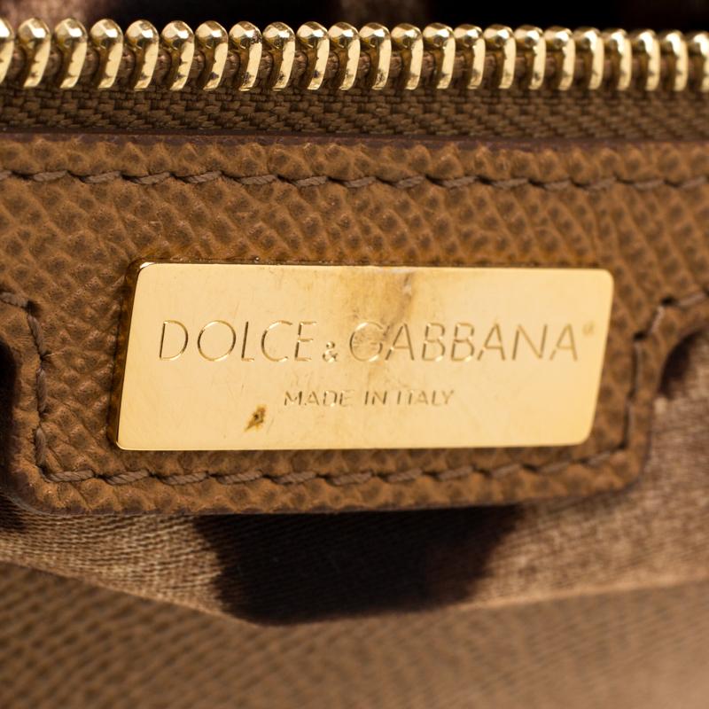 Women's Dolce and Gabbana Brown Leather Large Miss Sicily Tote
