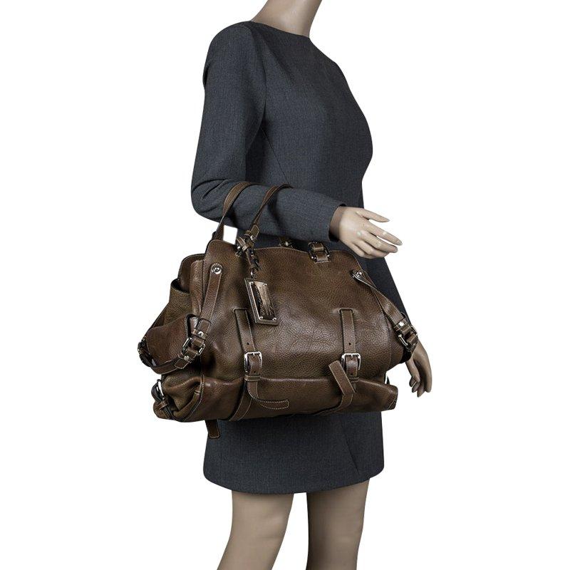 Black Dolce and Gabbana Brown Leather Miss Forever Tote