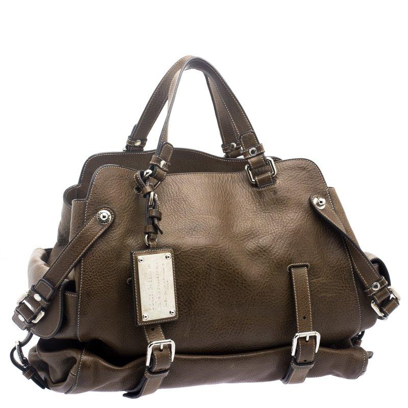 Dolce and Gabbana Brown Leather Miss Forever Tote In Good Condition In Dubai, Al Qouz 2
