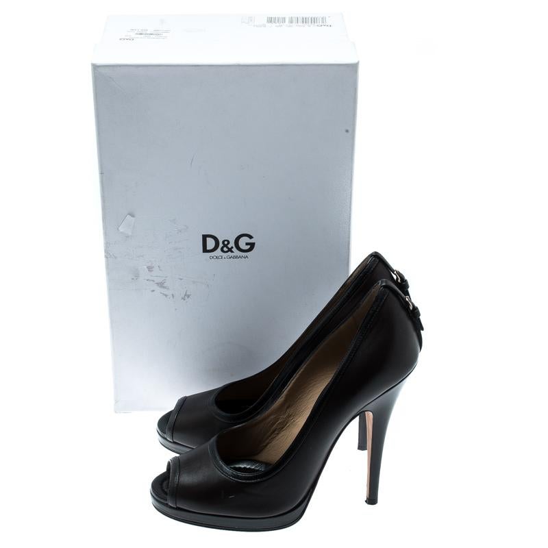 Dolce And Gabbana Brown Leather Peep Toe Pumps Size 40 3