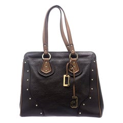 Dolce and Gabbana Brown Leather Studded Tote
