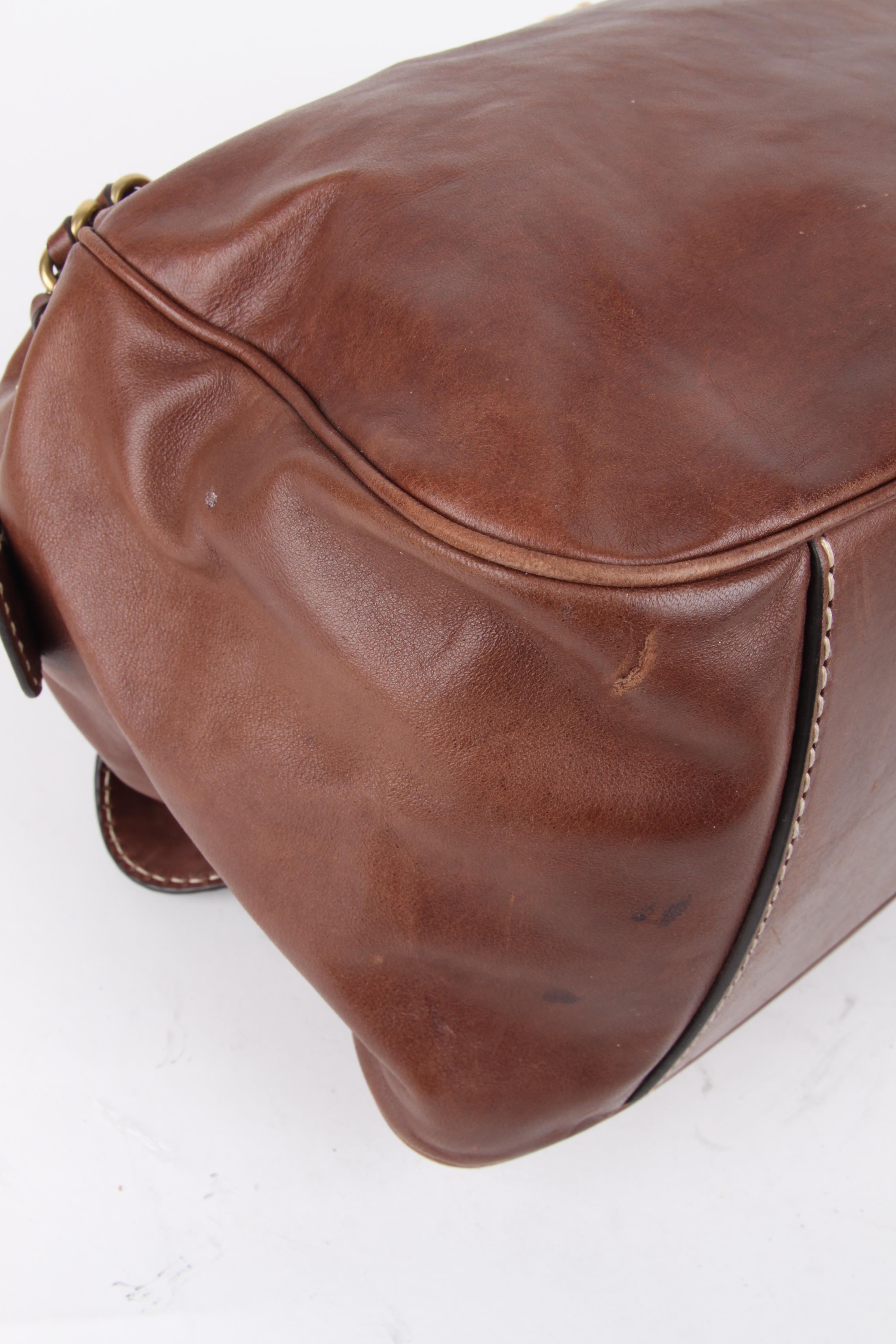 Dolce and Gabbana Brown Leather Tassle Chain Handbag For Sale 5