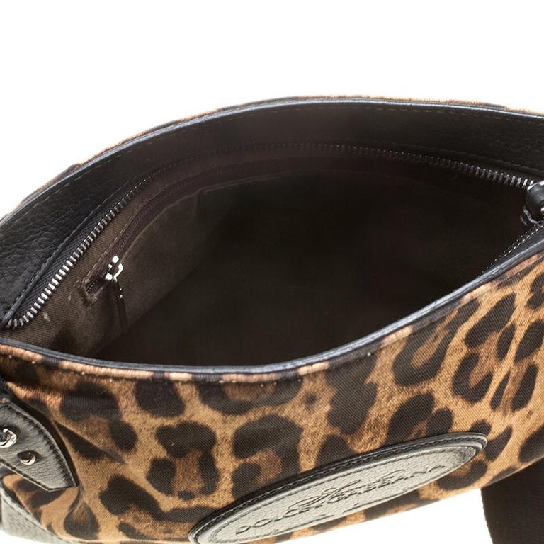 Dolce and Gabbana Brown Leopard Print Canvas Crossbody Bag For Sale at ...