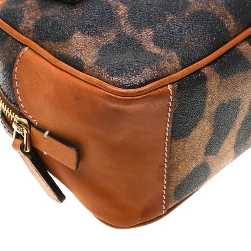 Dolce and Gabbana Brown Leopard Print Coated Canvas and Leather Satchel 7