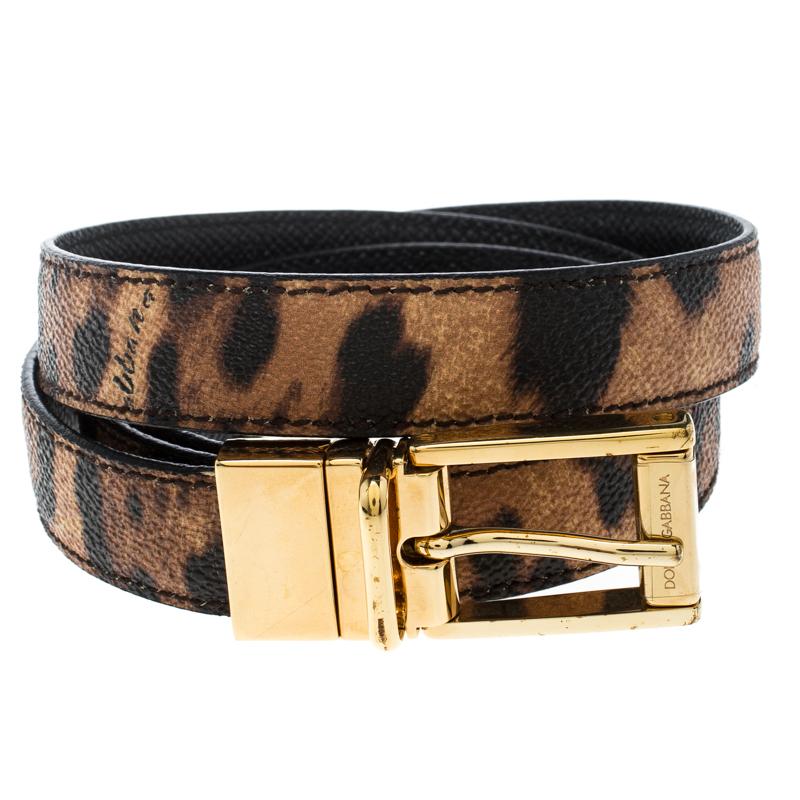 This belt from Dolce&Gabbana is a creation you'll love to own. Crafted from leather, it is covered in leopard prints and made complete with a gold-tone pin buckle and a single metal loop.

Includes: Packaging