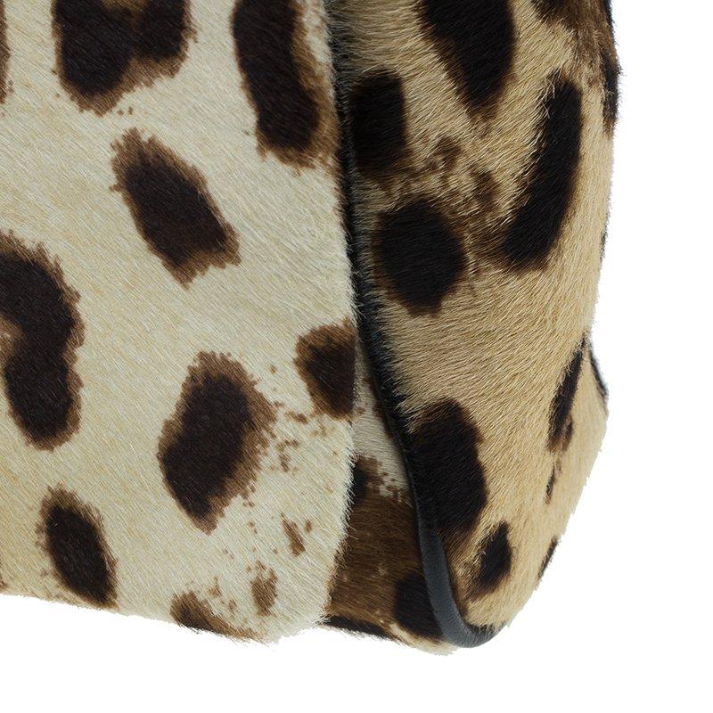Dolce and Gabbana Brown Leopard Print Pony Hair Charles Shoulder Bag 5