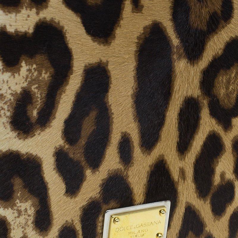 Dolce and Gabbana Brown Leopard Print Pony Hair Charles Shoulder Bag 6