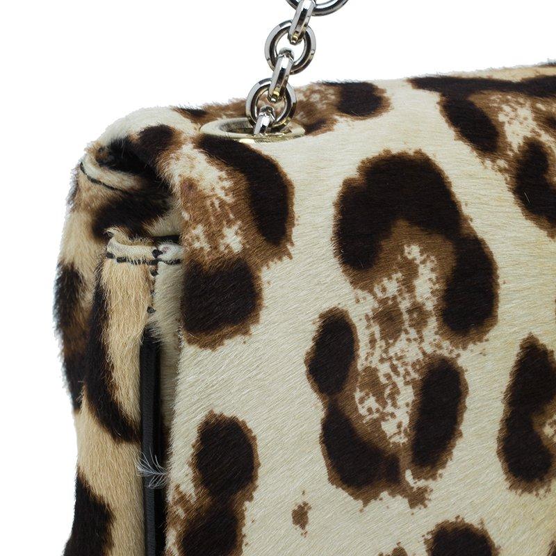 Dolce and Gabbana Brown Leopard Print Pony Hair Charles Shoulder Bag 7