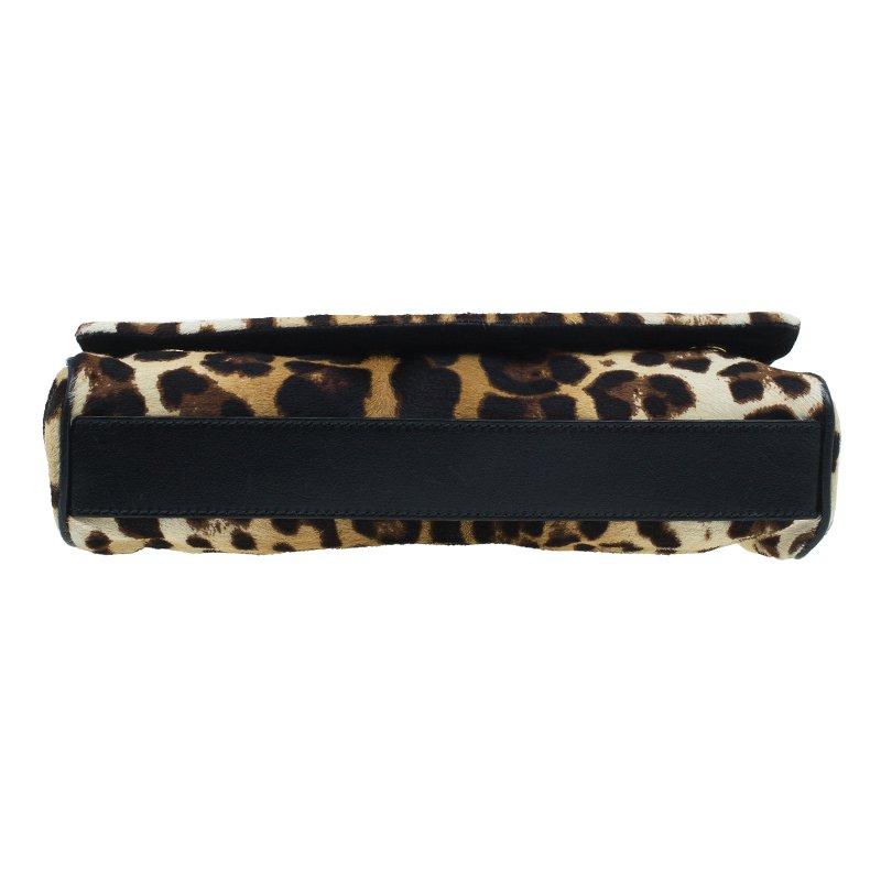 Dolce and Gabbana Brown Leopard Print Pony Hair Charles Shoulder Bag 9