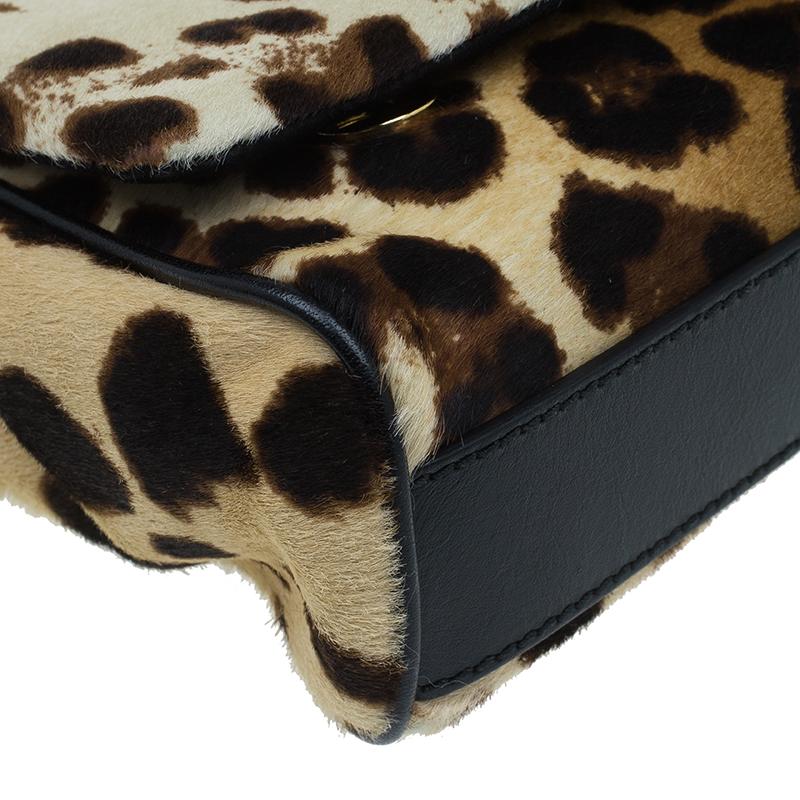 Dolce and Gabbana Brown Leopard Print Pony Hair Charles Shoulder Bag 2